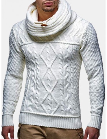 Mens Turtleneck Cable Warm Long Sleeve Knitted Sweaters